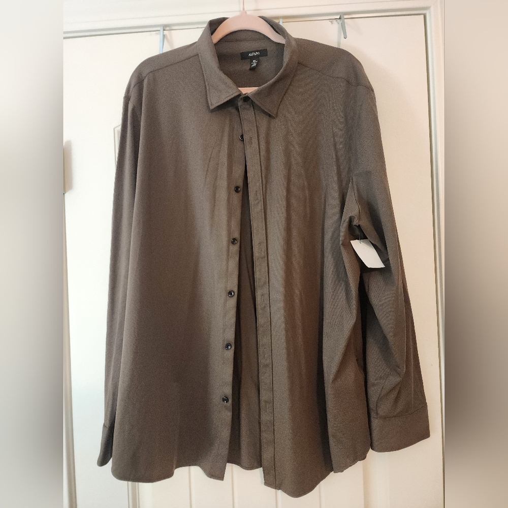 Alfani Men's Long Sleeve Dress Shirt Chocolate Brown Button-Up Shirt XXL